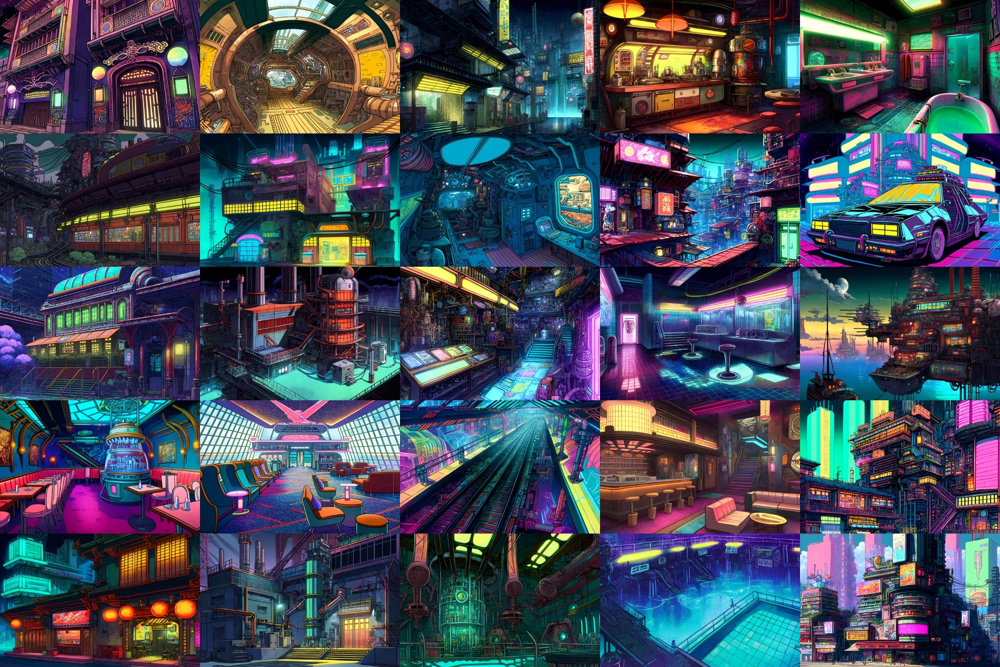 【アニメ映画サイバーパンク背景】著作権フリーの高解像度画像(100枚)