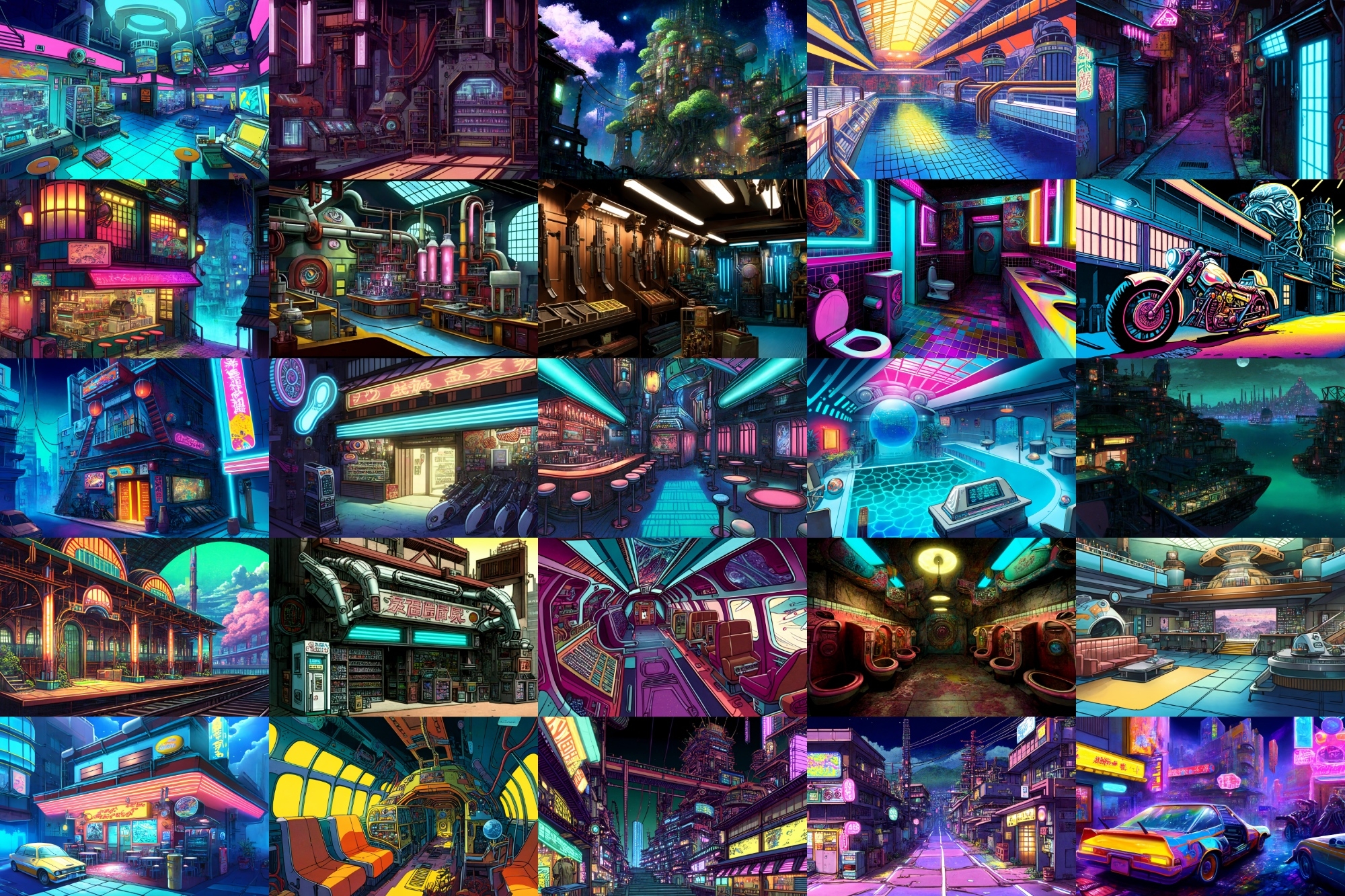 【アニメ映画サイバーパンク背景】著作権フリーの高解像度画像(100枚)
