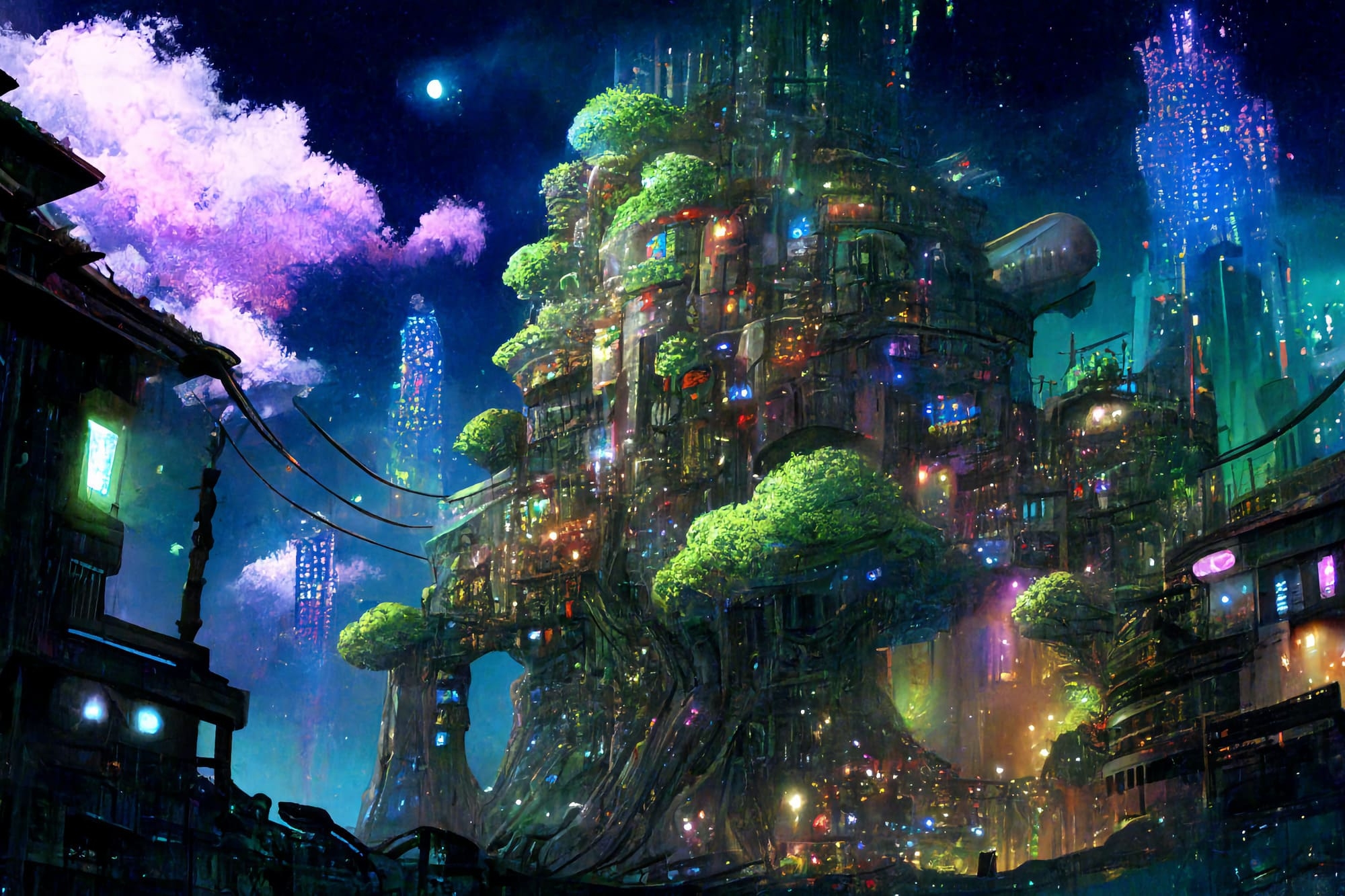 【アニメ映画サイバーパンク背景】著作権フリーの高解像度画像(100枚)