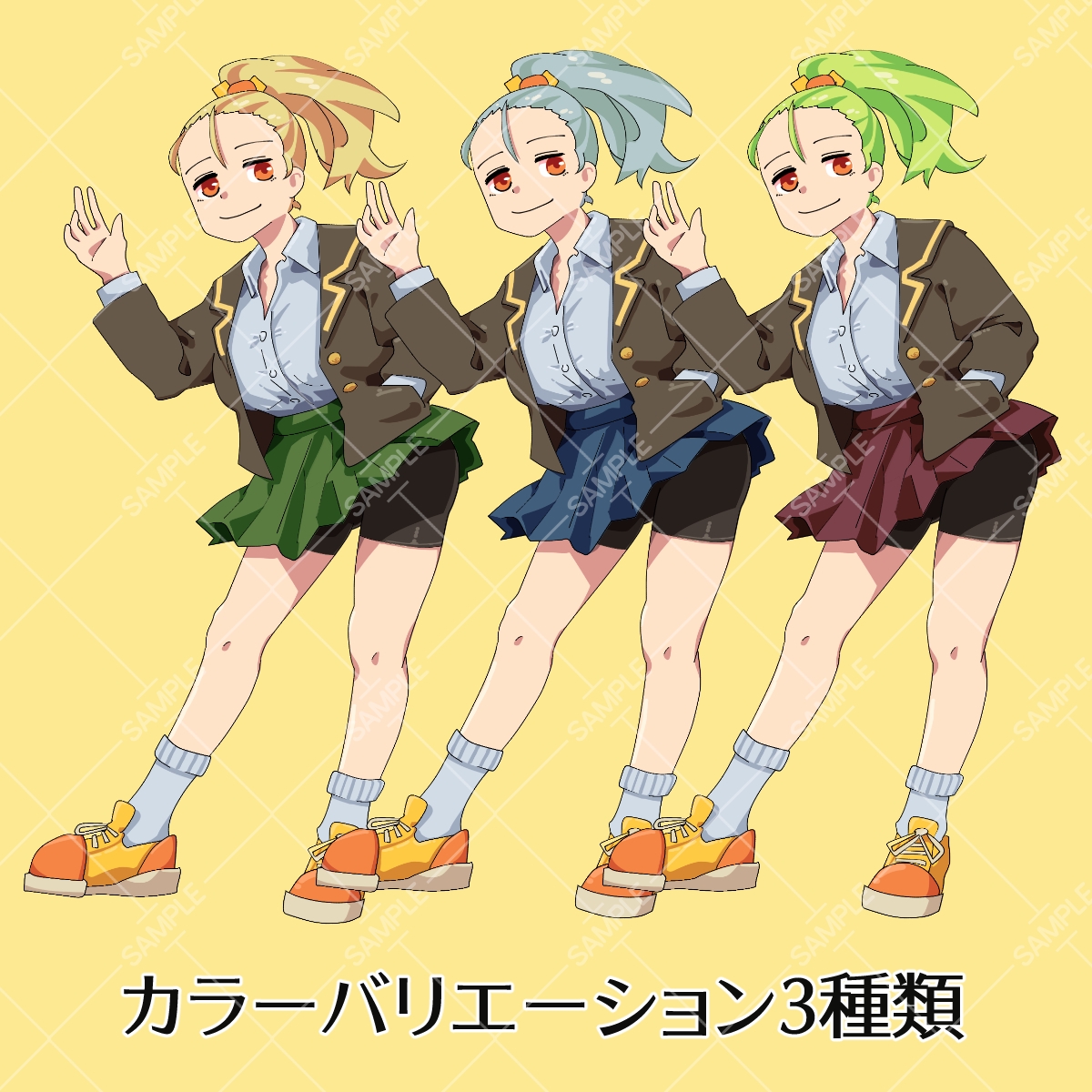 立ち絵素材_64(スパッツおでこ女子)3色セット版