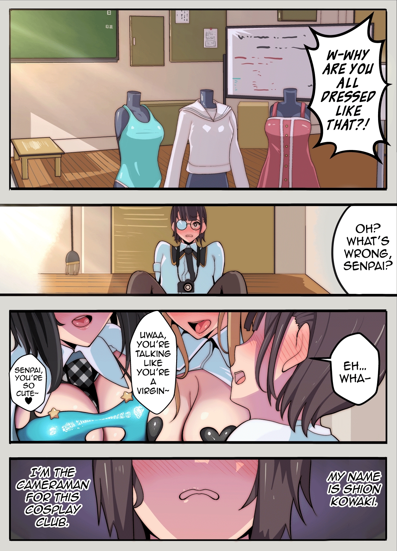 【英語版】コスプレ部のカメコですが、何故か自分がコスプレする話(逆アナル)