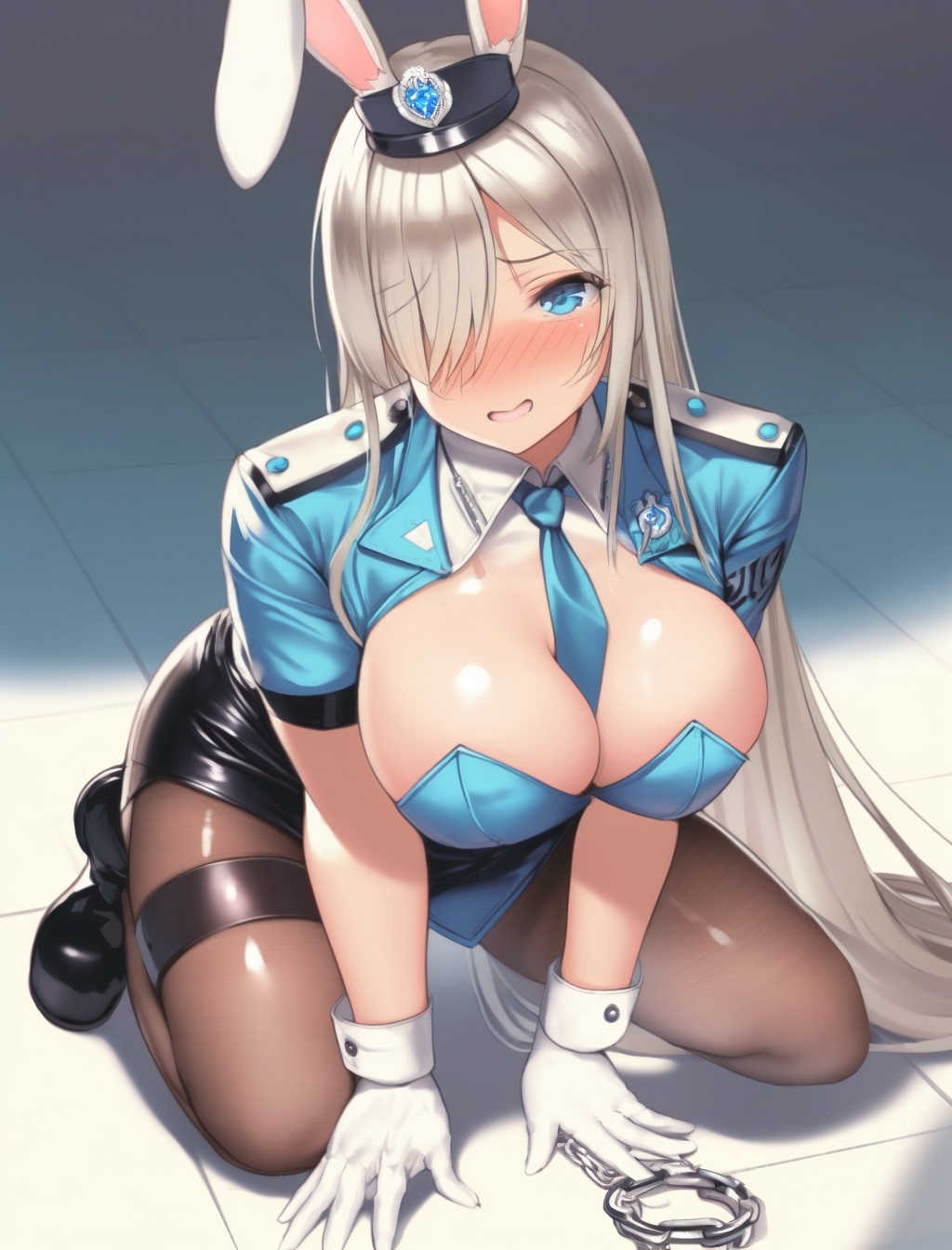 【AI生成】むちむち銀髪バニーガールのイラストを詰め合わせ!