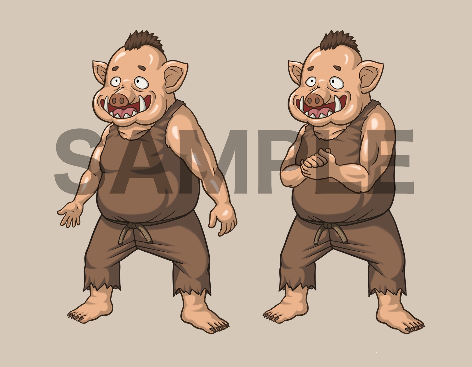 立ち絵素材、ごますりオーク、現代スーツ、ファンタジー服、学生ブレザー、C18