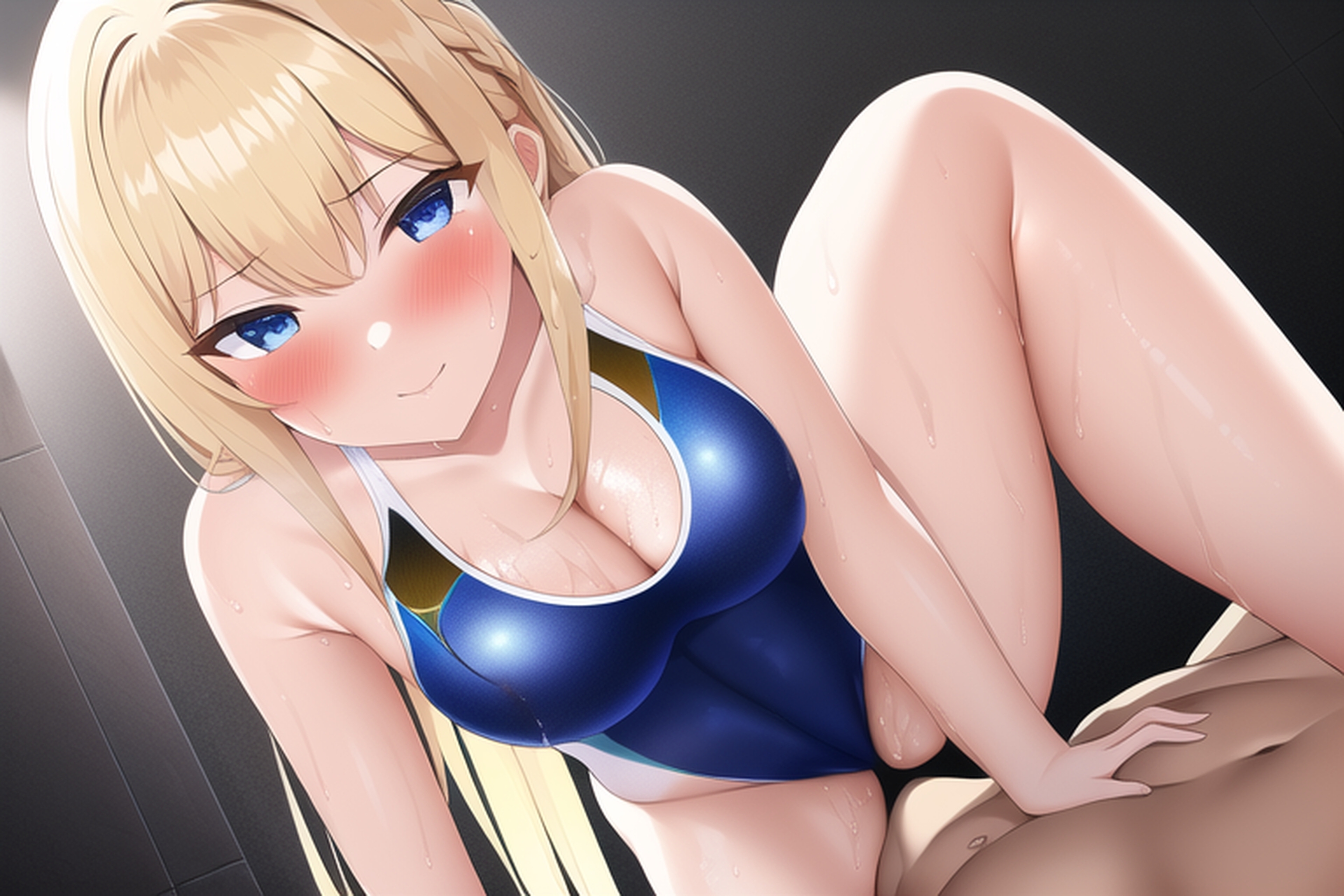 金髪ロング競泳水着エロCG集