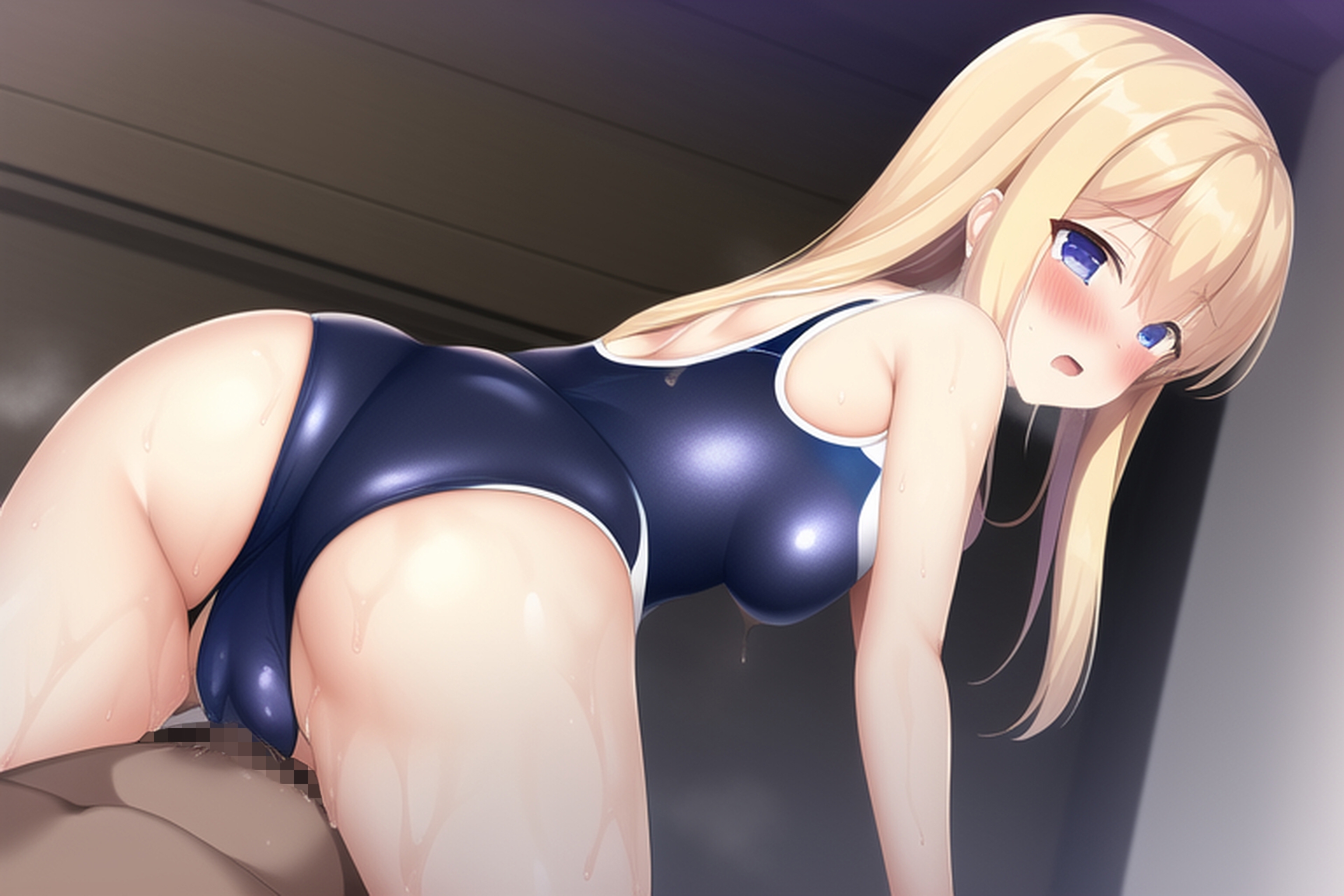 金髪ロング競泳水着エロCG集