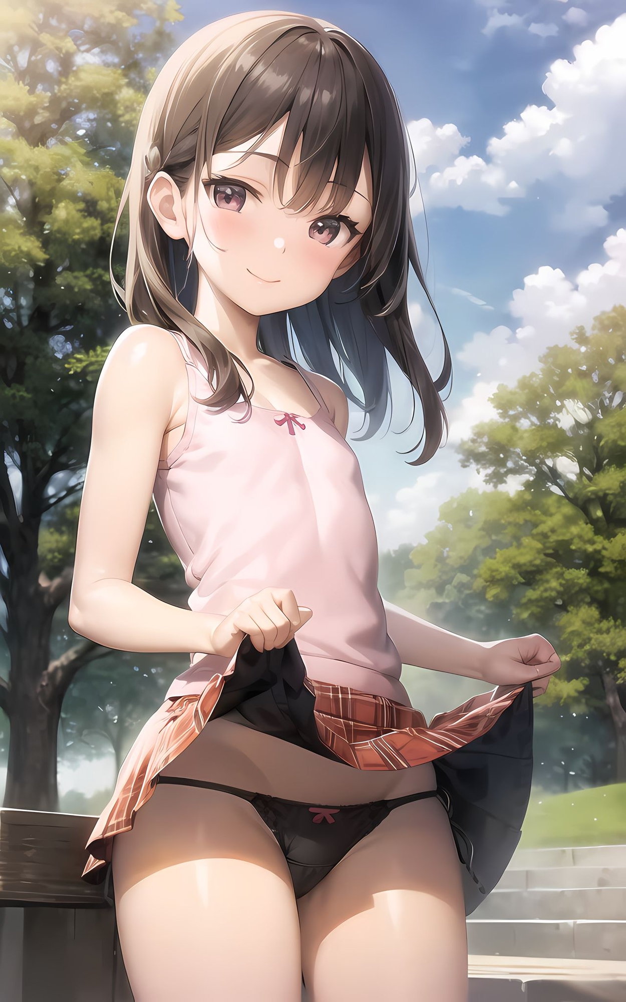 貧乳少女たちがパンティーを見せる