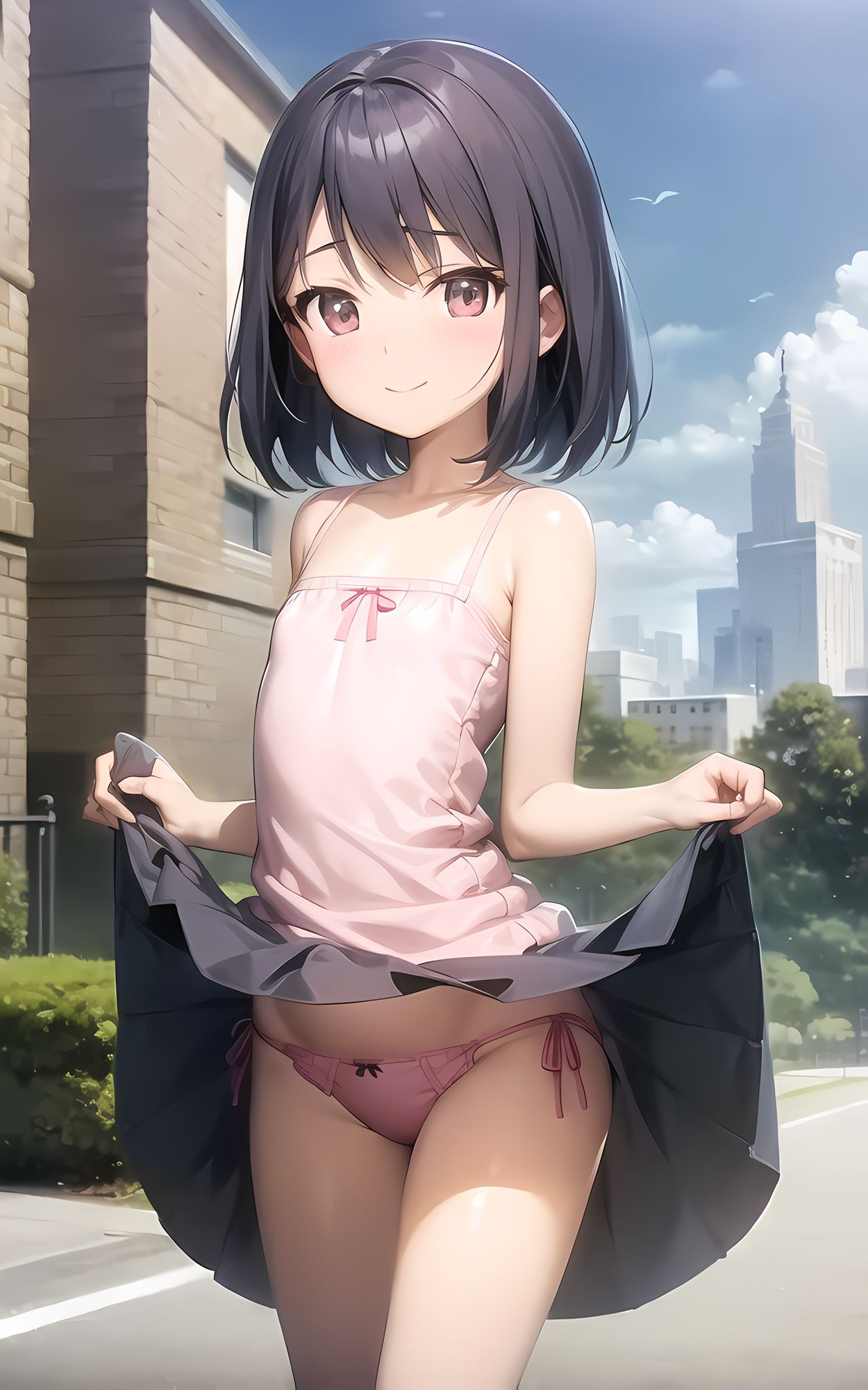 貧乳少女たちがパンティーを見せる