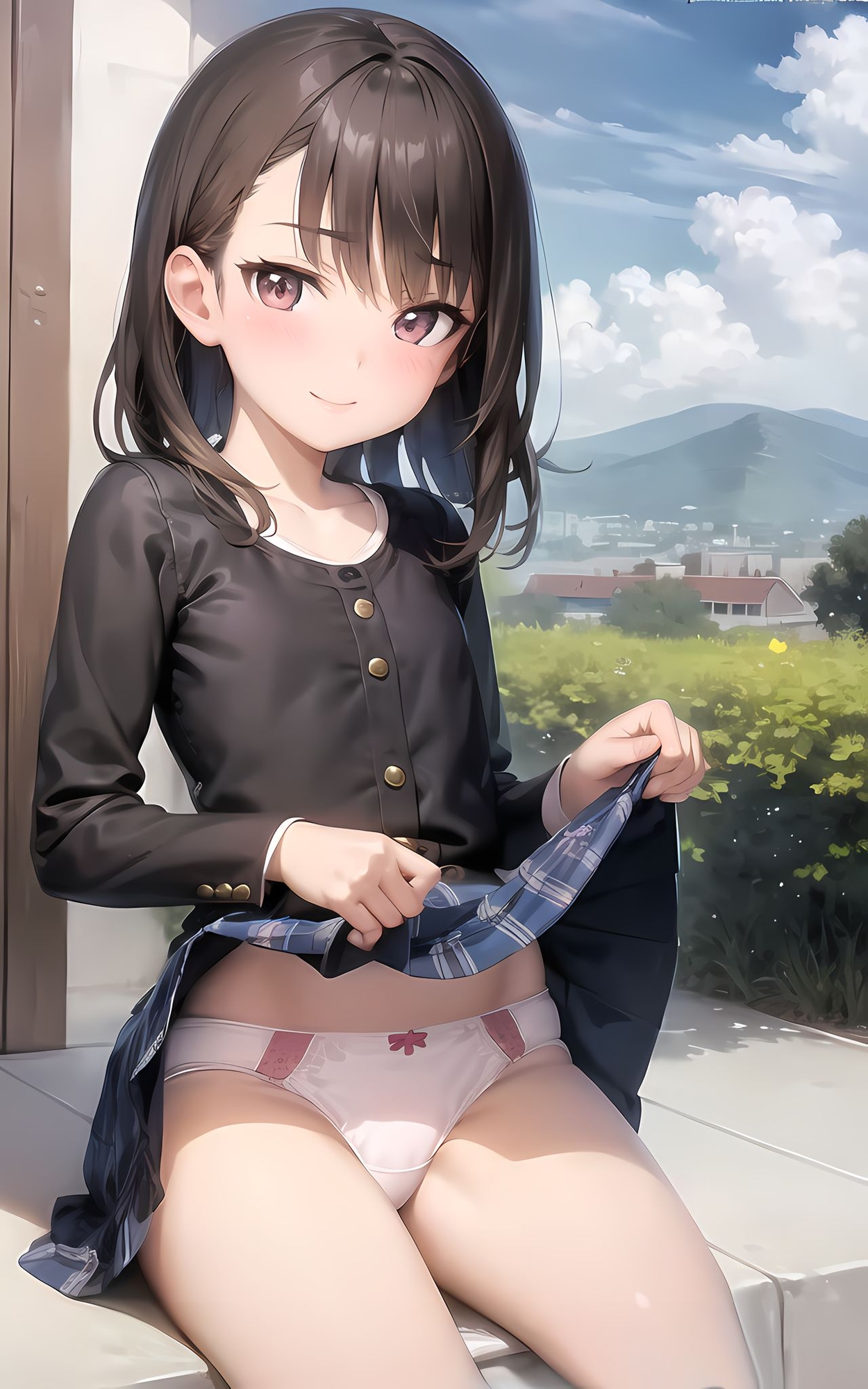 貧乳少女たちがパンティーを見せる