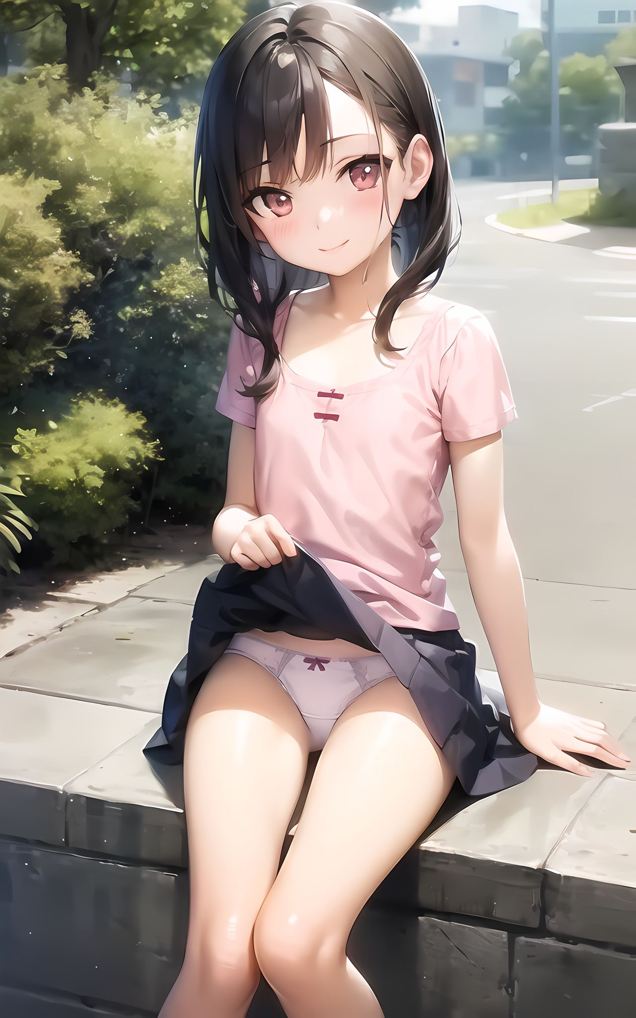 貧乳少女たちがパンティーを見せる