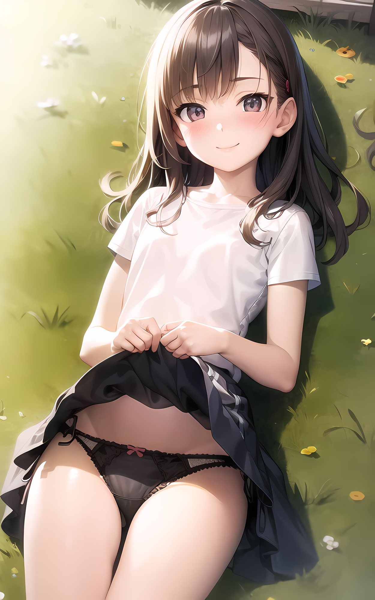 貧乳少女たちがパンティーを見せる