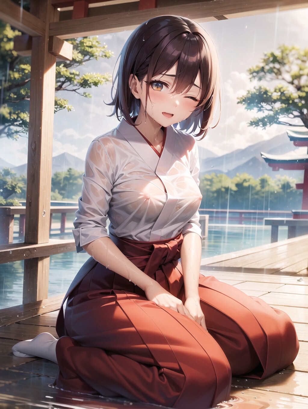 濡れ透け巫女 CG集