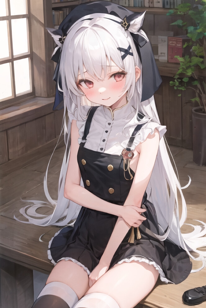 白髪の学生修道女露出