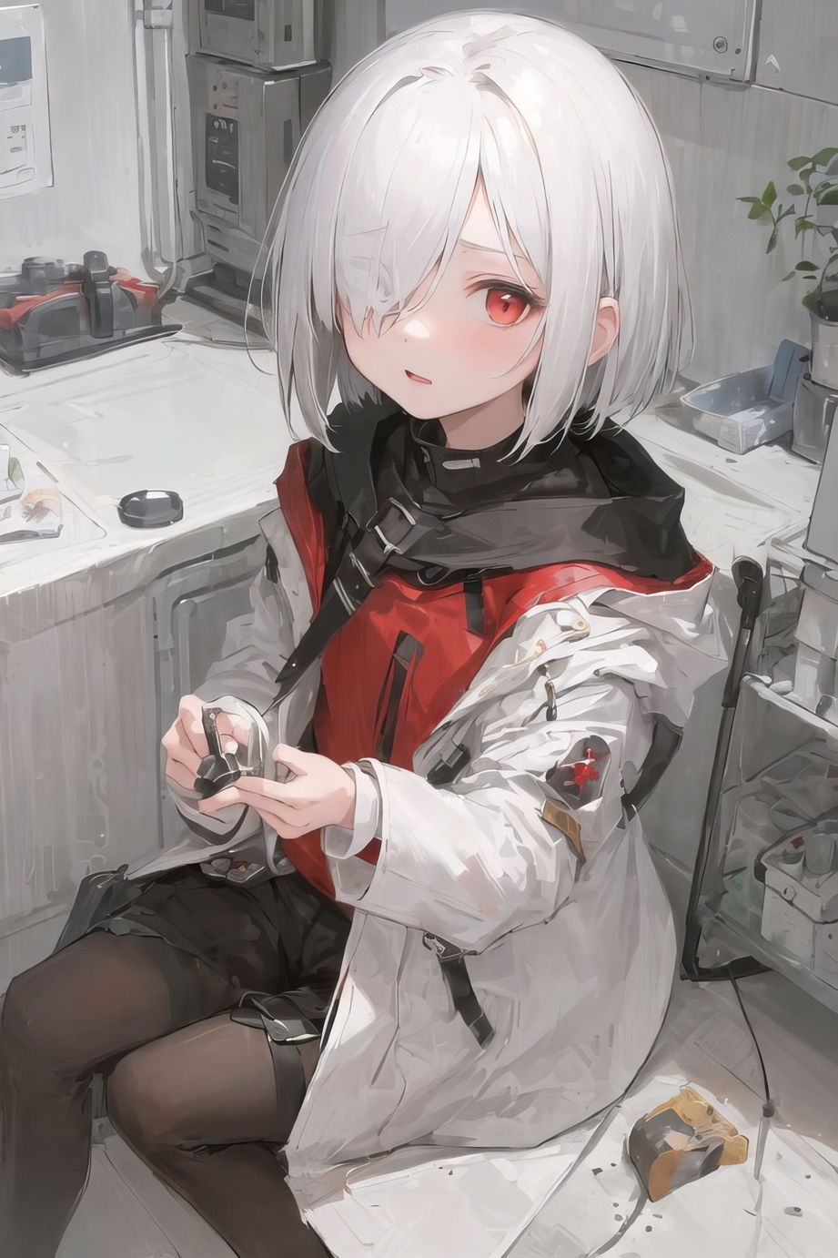 拡大しても楽しめる!驚きの高解像度!ダウナー系の白髪セミロング目隠れ少女の日常風景&脱衣エロCG集