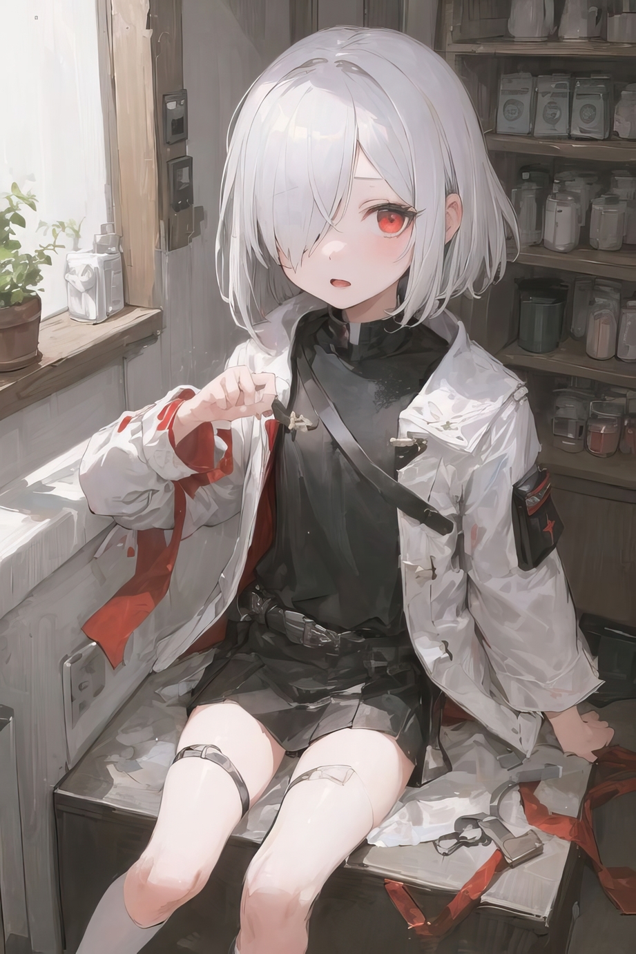 拡大しても楽しめる!驚きの高解像度!ダウナー系の白髪セミロング目隠れ少女の日常風景&脱衣エロCG集