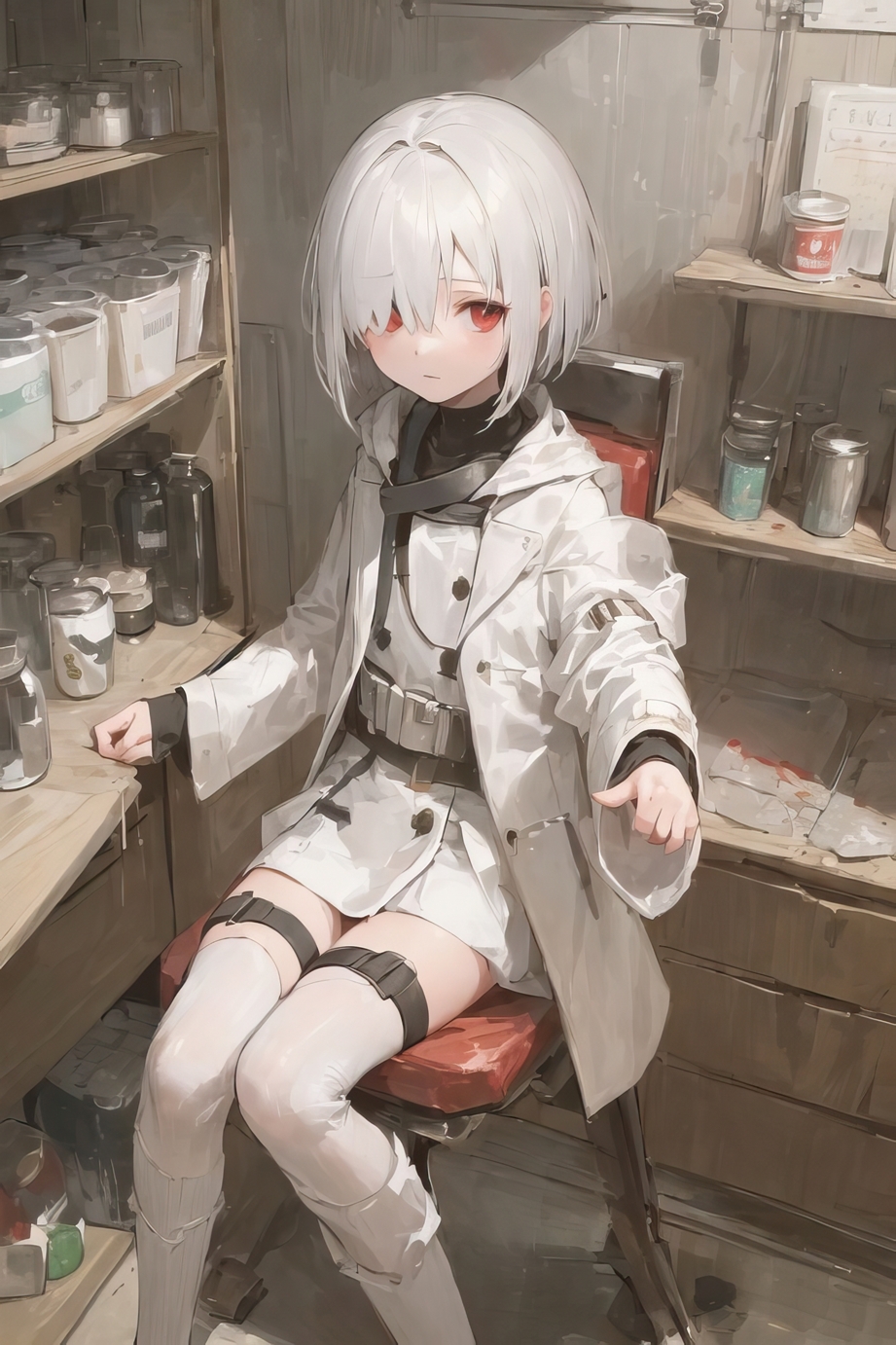 拡大しても楽しめる!驚きの高解像度!ダウナー系の白髪セミロング目隠れ少女の日常風景&脱衣エロCG集