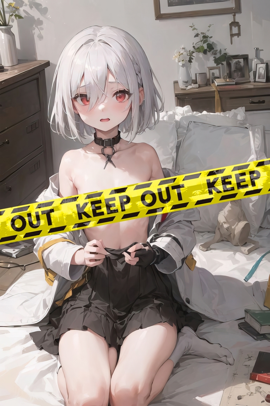 拡大しても楽しめる!驚きの高解像度!ダウナー系の白髪セミロング目隠れ少女の日常風景&脱衣エロCG集