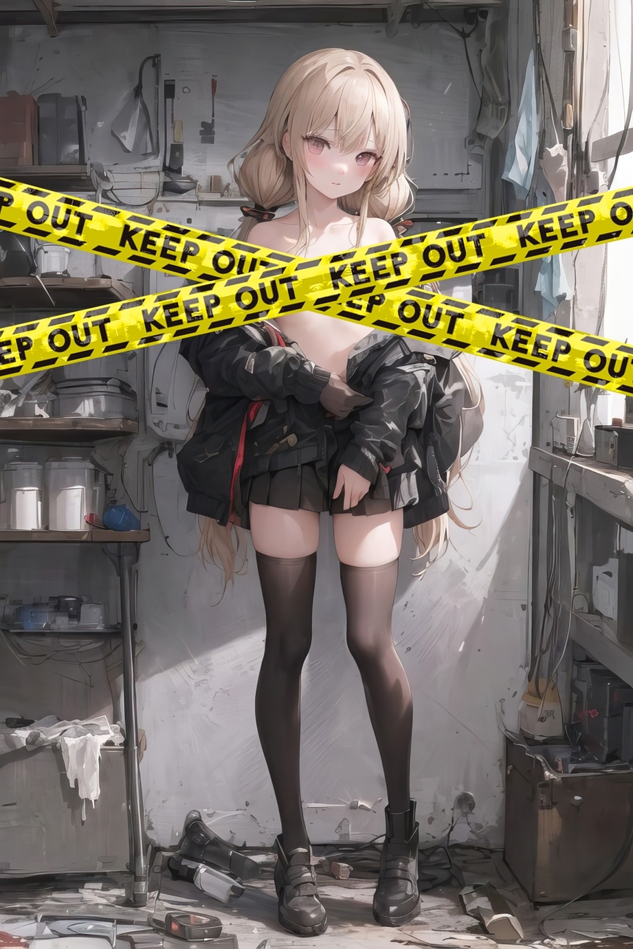 拡大しても楽しめる!驚きの高解像度!幼馴染系のオーバーサイズジャケット金髪少女の日常風景&脱衣エロCG集