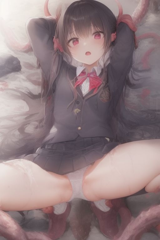触手に襲われる制服少女たち【660枚】