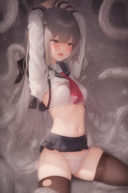 触手に襲われる制服少女たち【660枚】