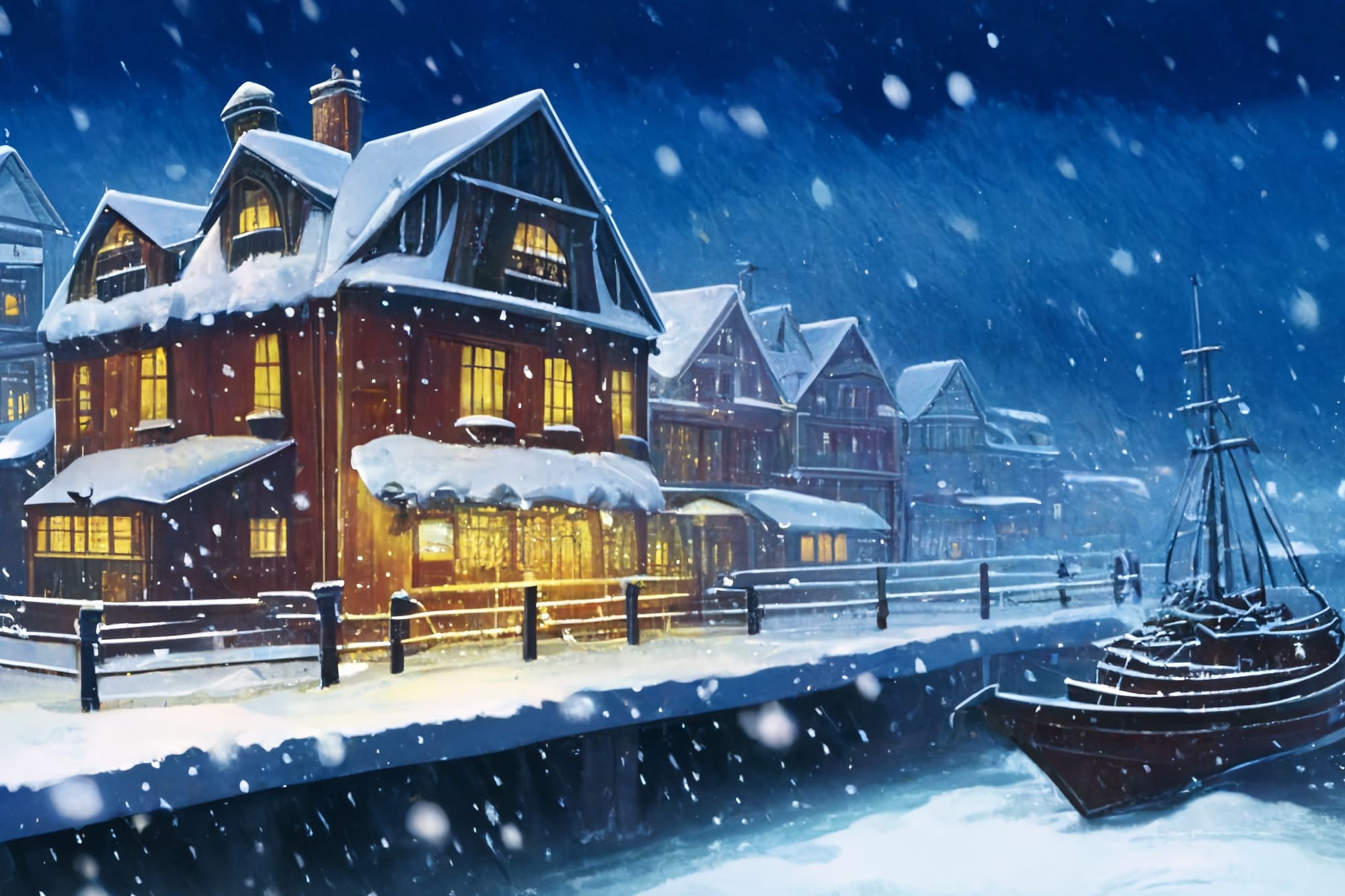 【アニメ映画風の雪国系の背景】著作権フリーの高解像度画像(100枚)