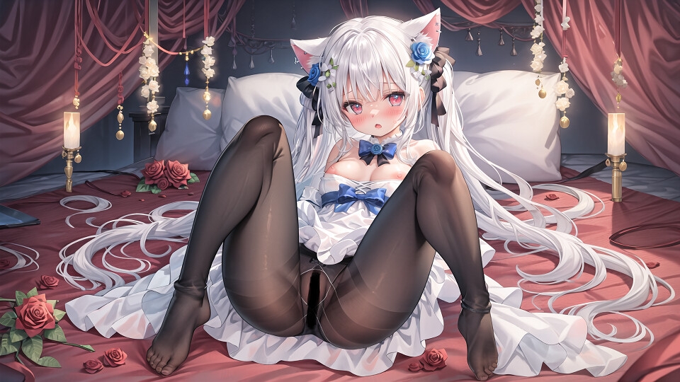 M腿兽耳萝莉,人家今天裤袜里面没穿胖次哦~