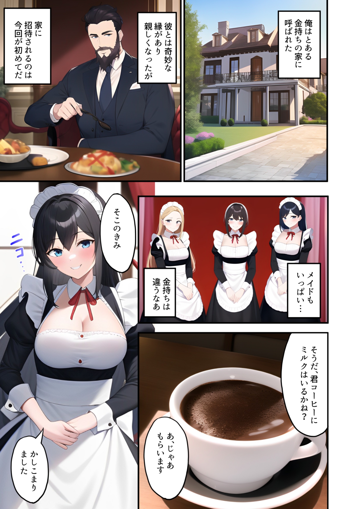 富豪のメイド母乳を出しながら来客をもてなす