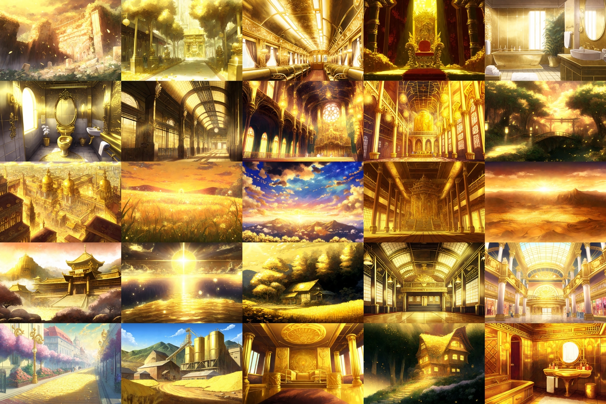【アニメ映画風の黄金郷系背景】著作権フリーの高解像度画像(100枚)