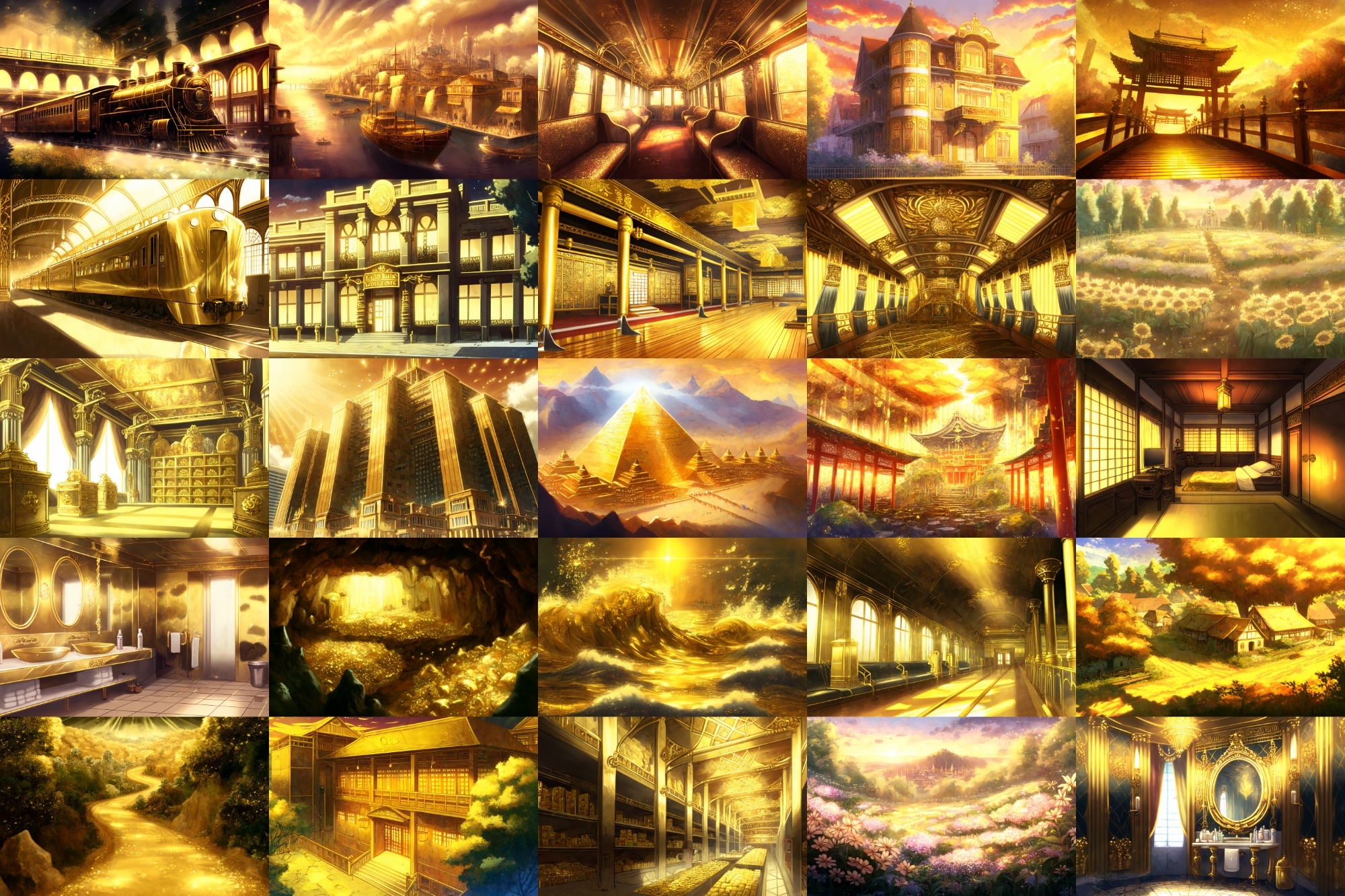 【アニメ映画風の黄金郷系背景】著作権フリーの高解像度画像(100枚)