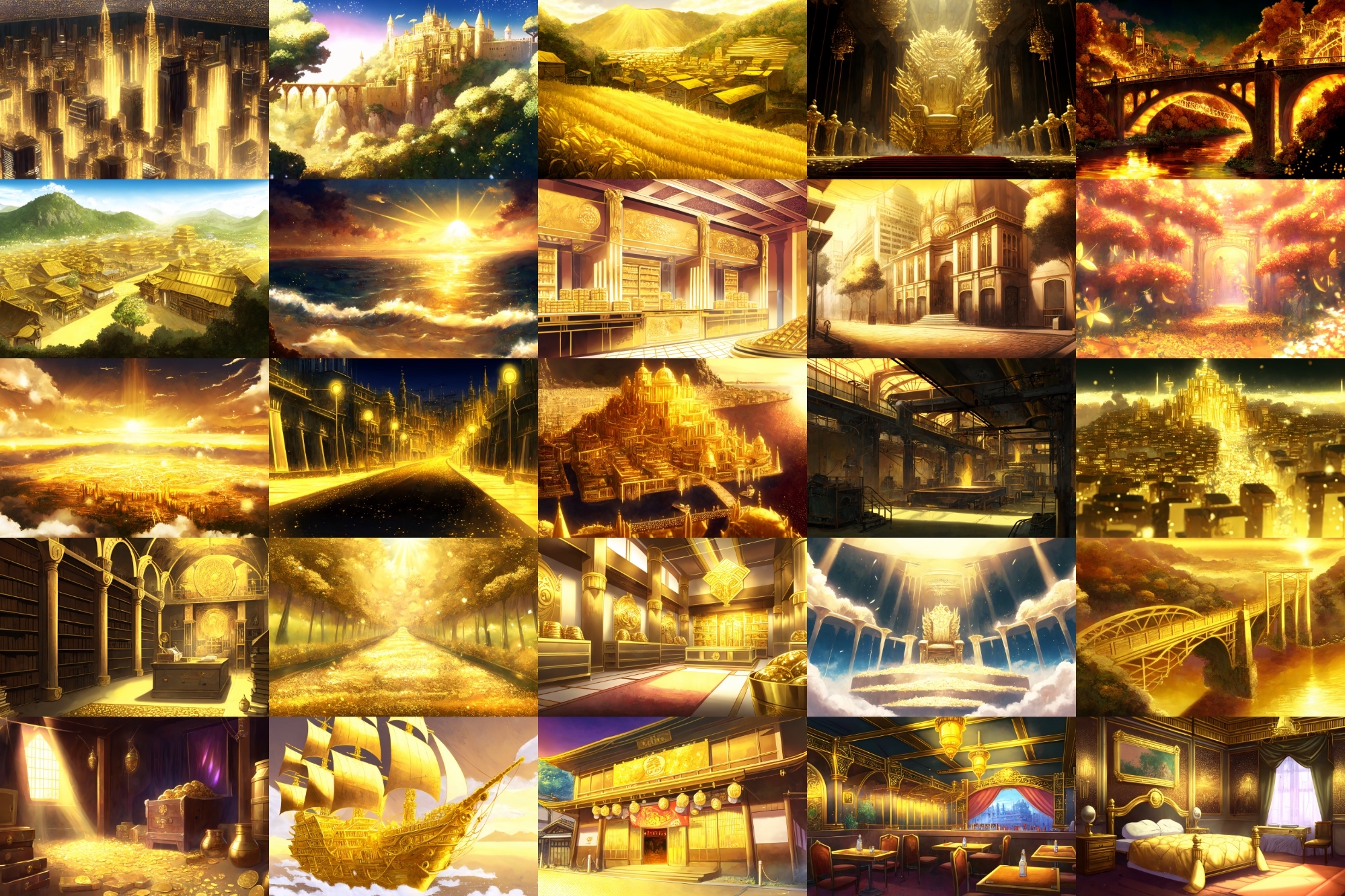 【アニメ映画風の黄金郷系背景】著作権フリーの高解像度画像(100枚)