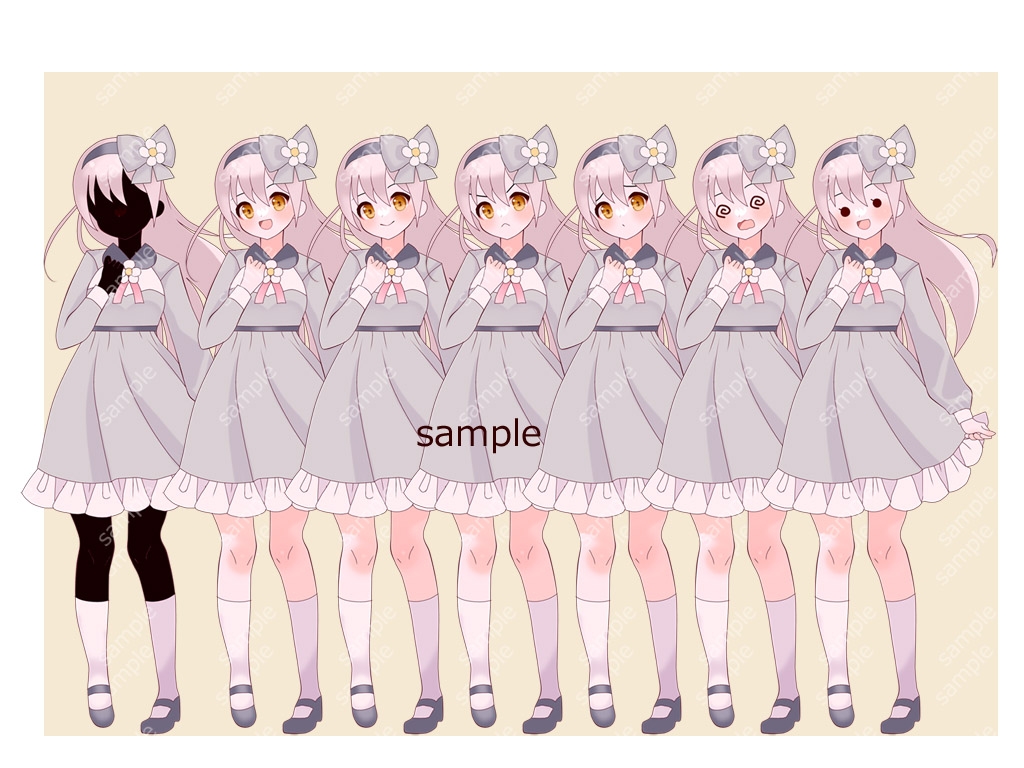 全身立ち絵素材・ファンタジー衣装033《白い花の少女》