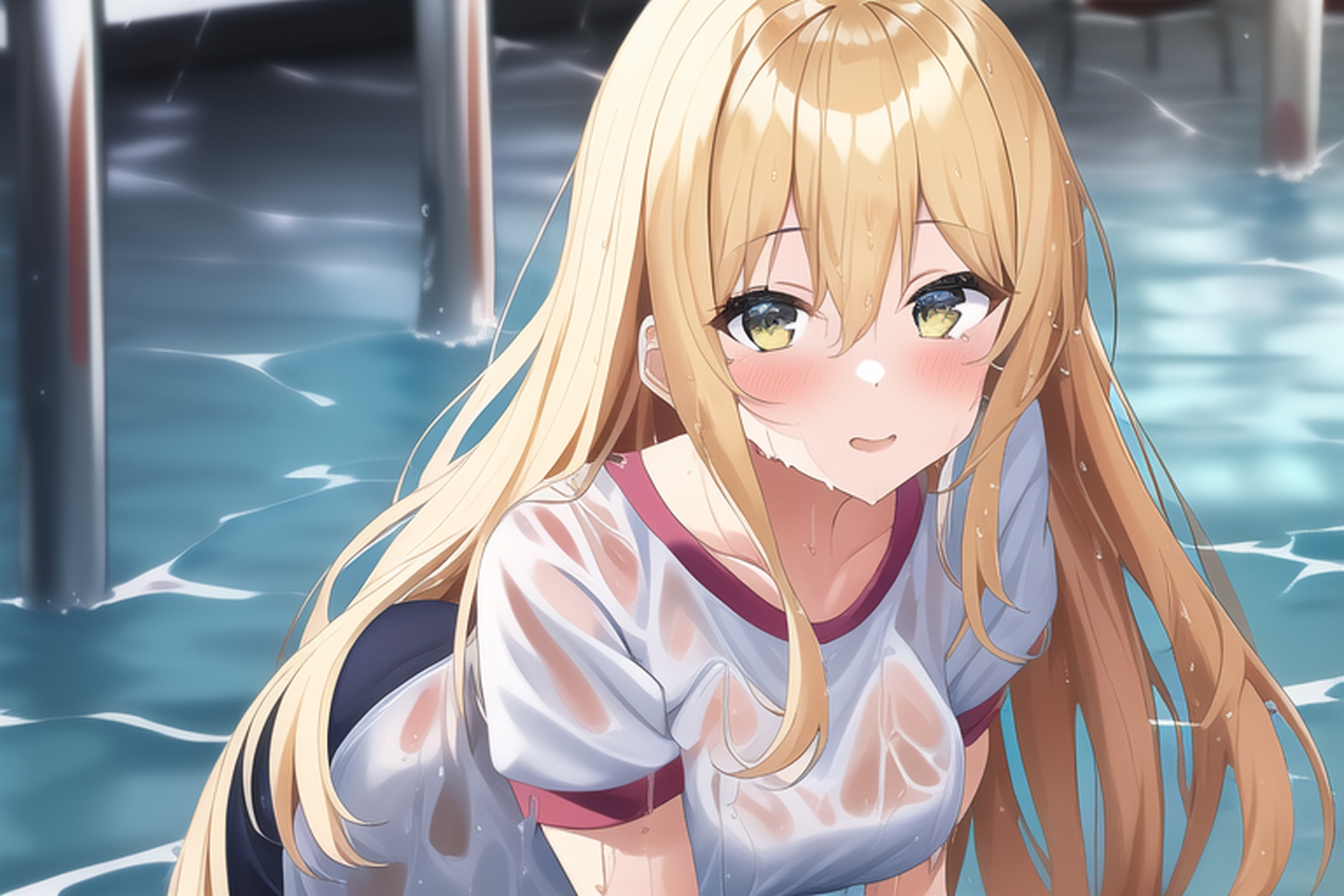 金髪ロング体操服濡れ透けエロCG集