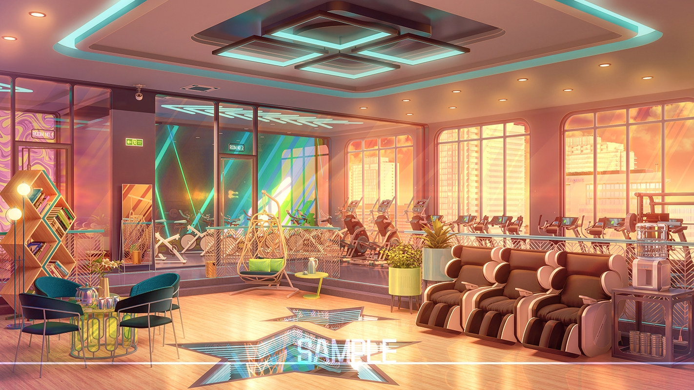 背景素材:明るいジム