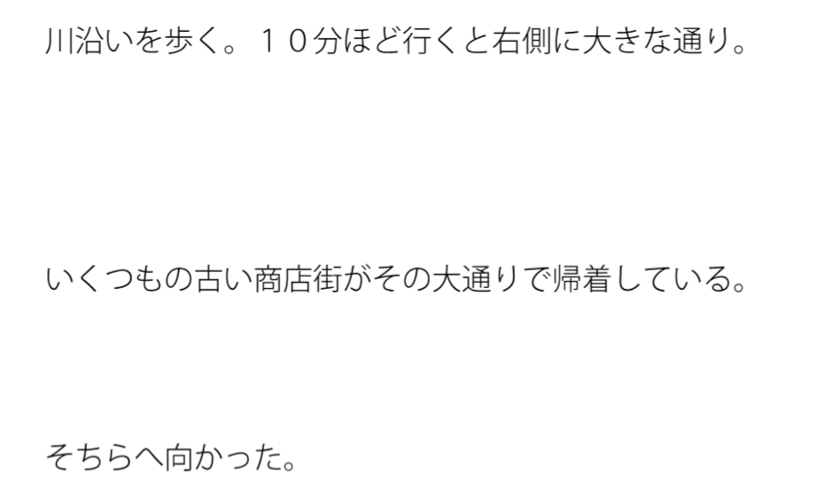 商店街を歩く 風が後方から