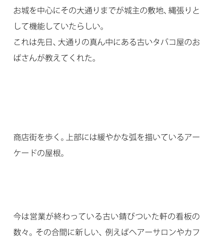 商店街を歩く 風が後方から