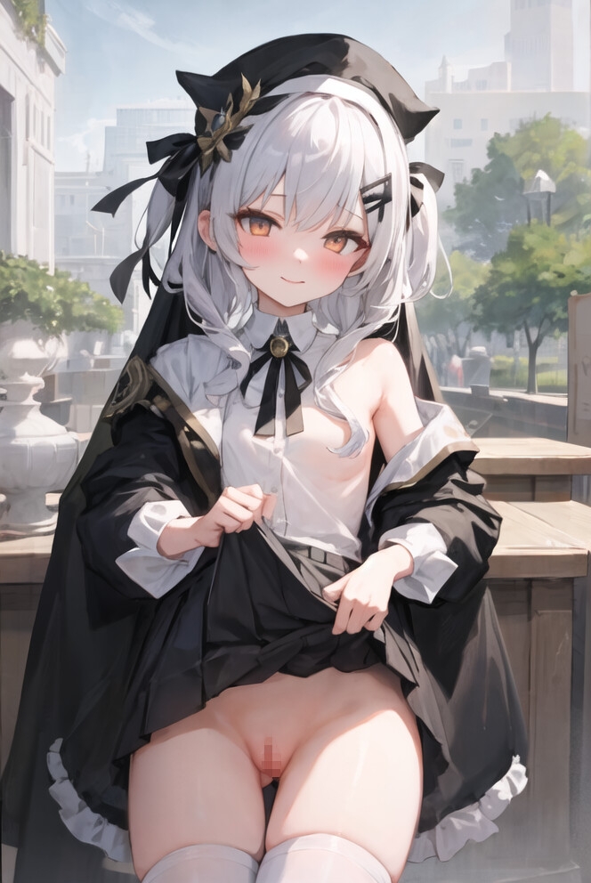 白髪修道女露出2