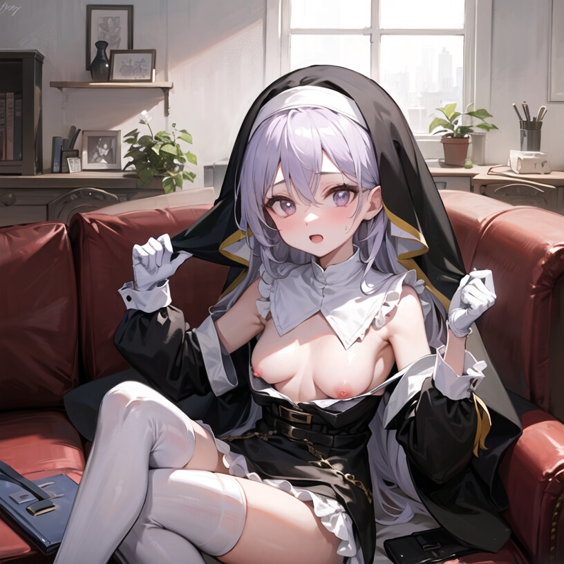 白髪修道女露出2