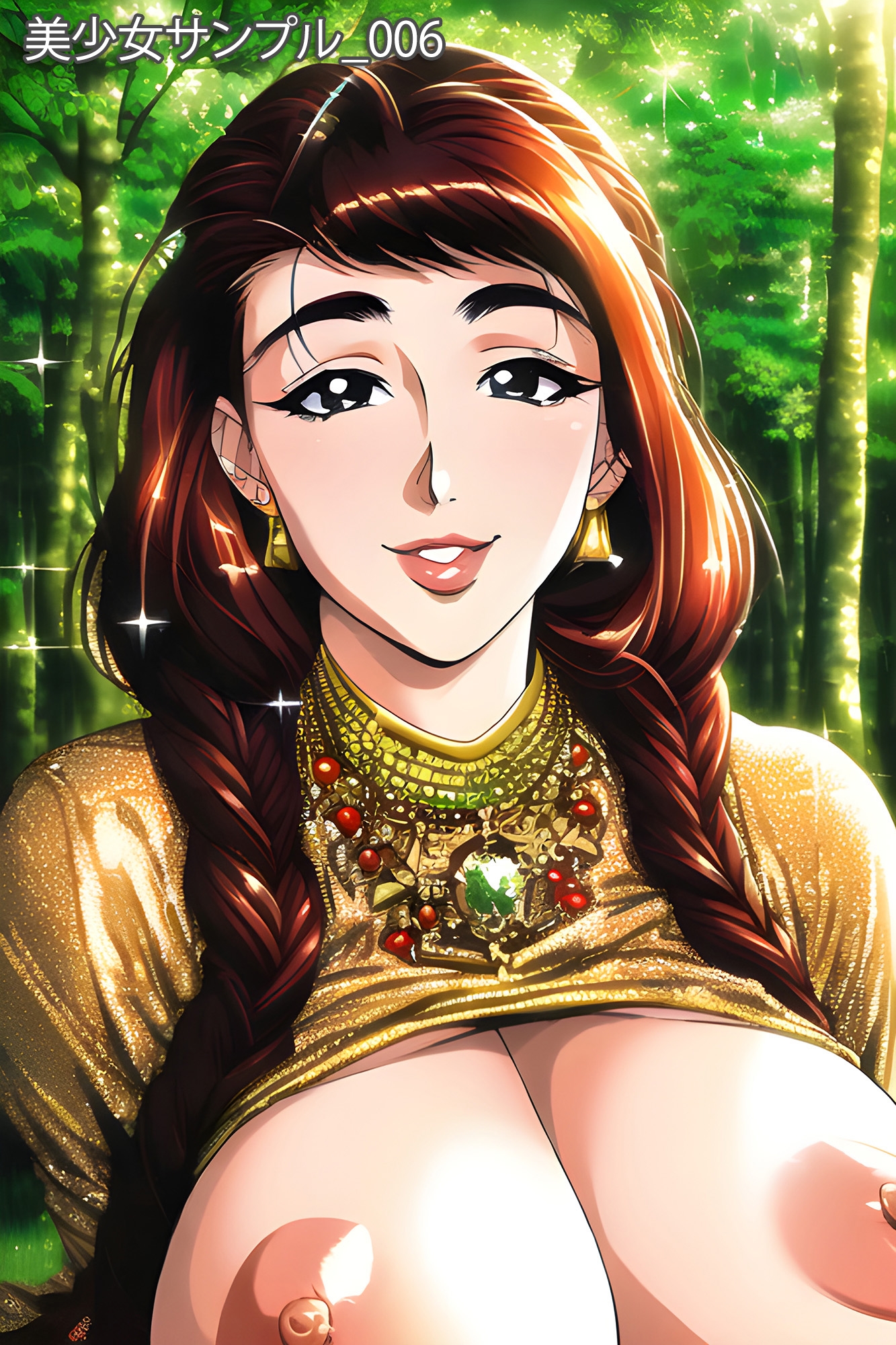 巨乳熟女美女が森を散歩する