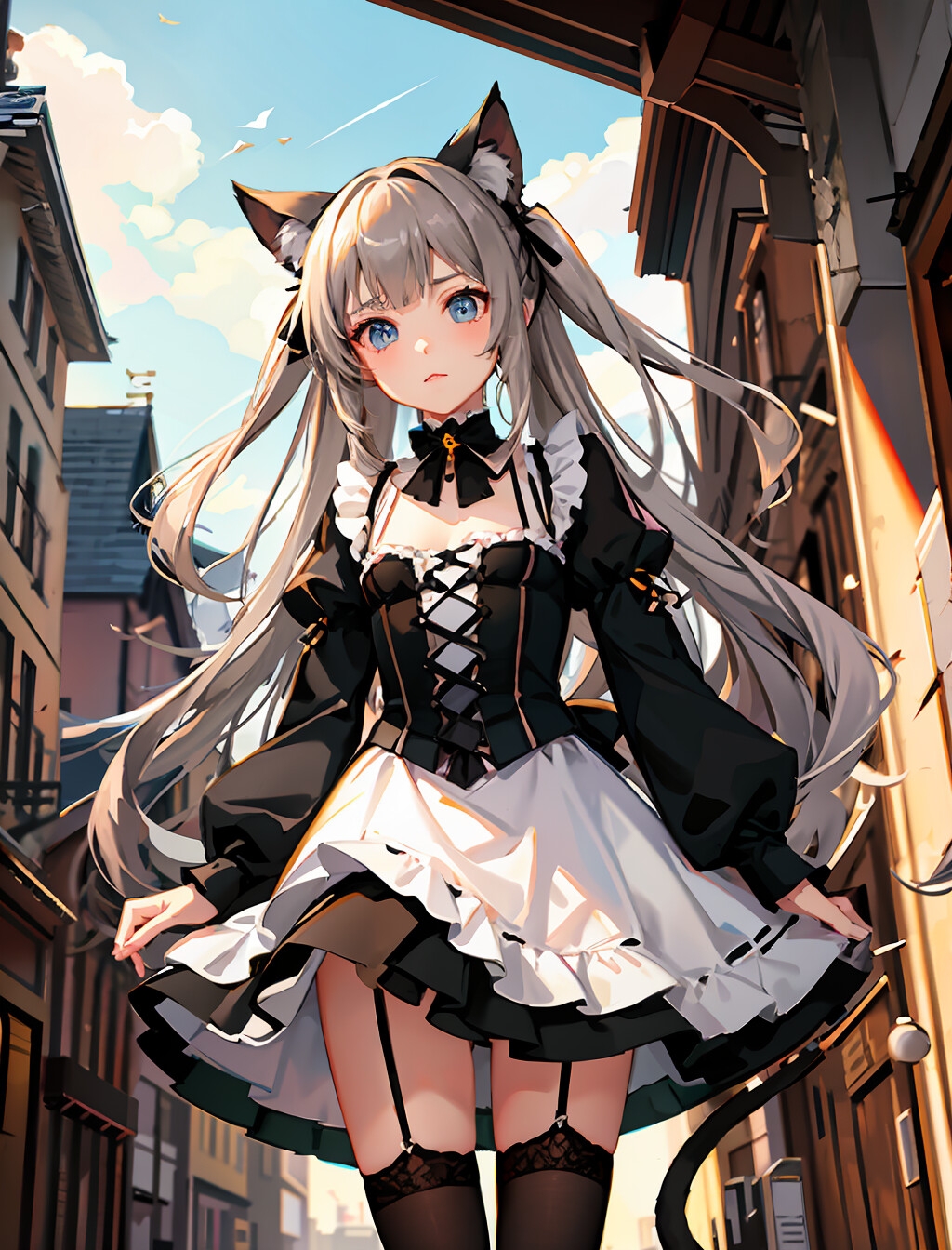 AIイラスト「微乳ネコミミ少女」