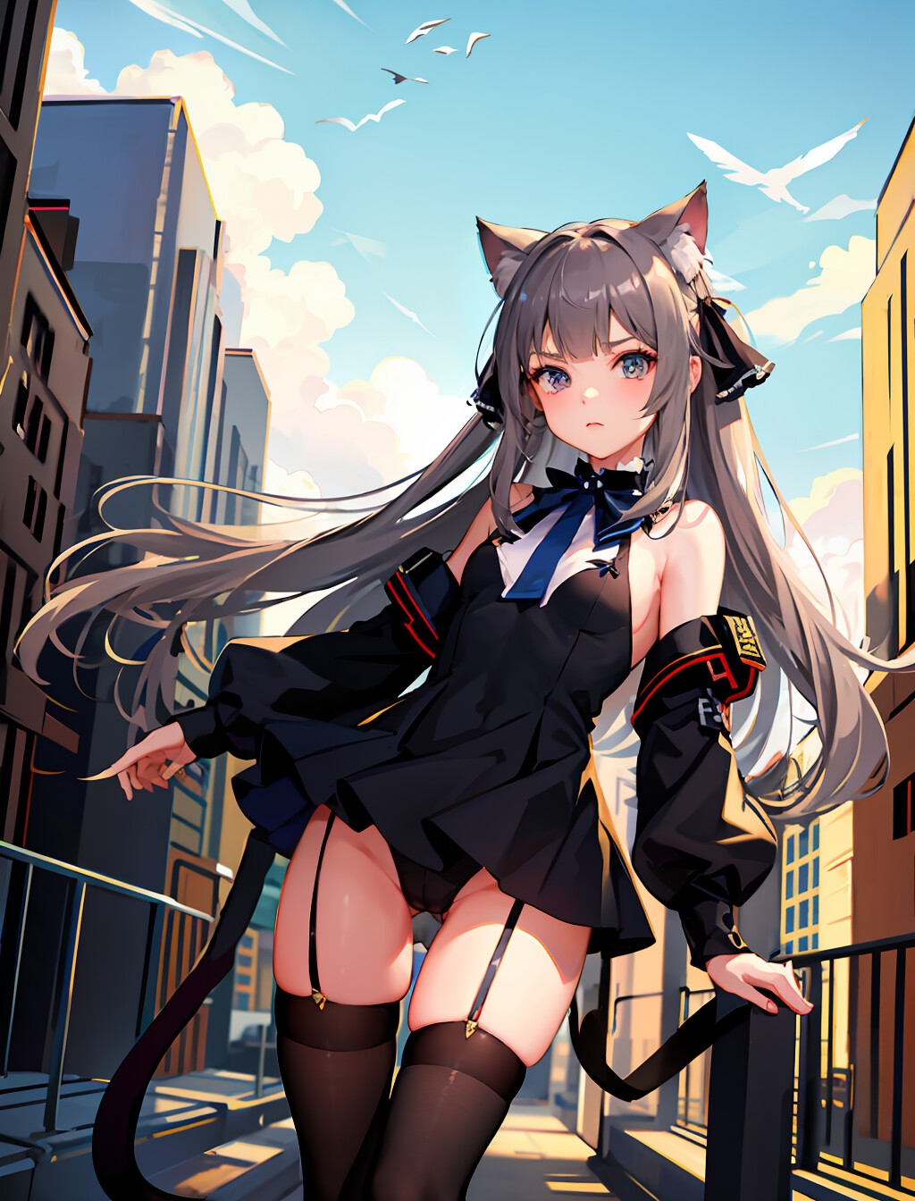 AIイラスト「微乳ネコミミ少女」