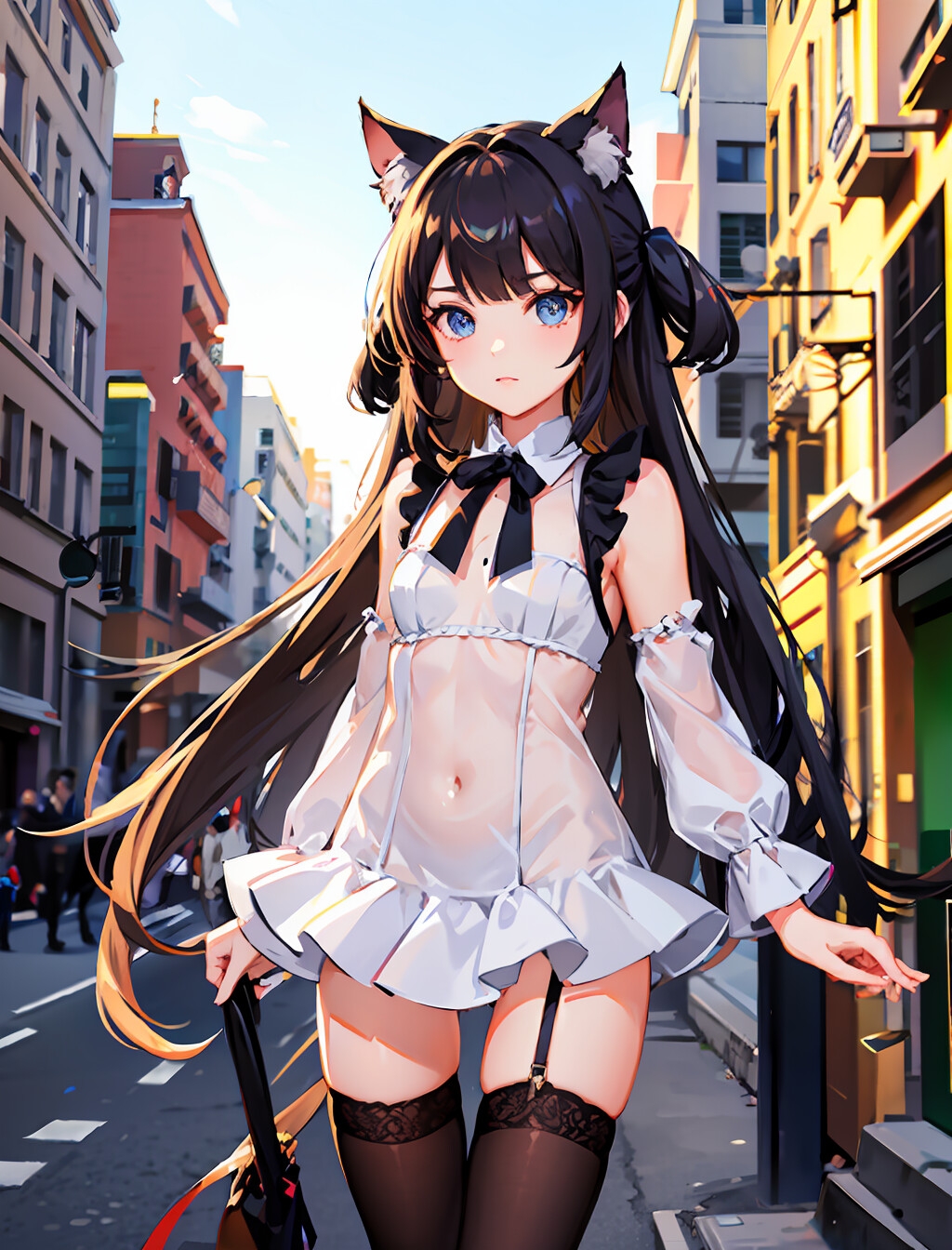 AIイラスト「微乳ネコミミ少女」