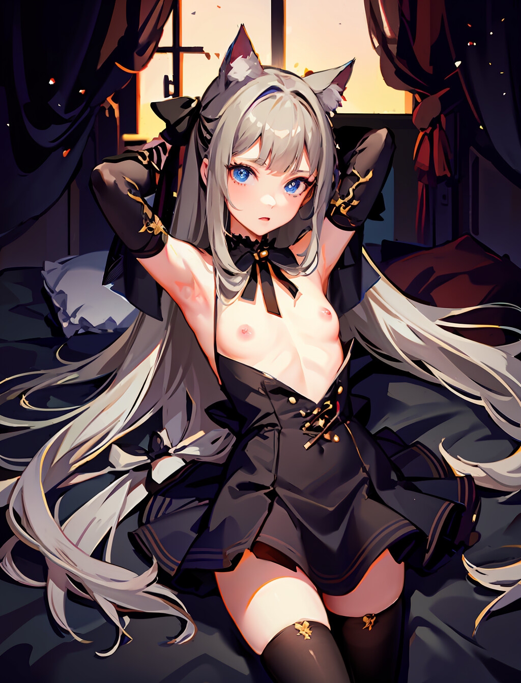 AIイラスト「微乳ネコミミ少女」