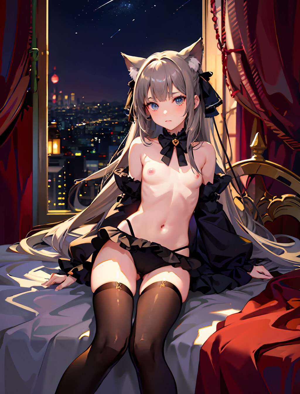 AIイラスト「微乳ネコミミ少女」