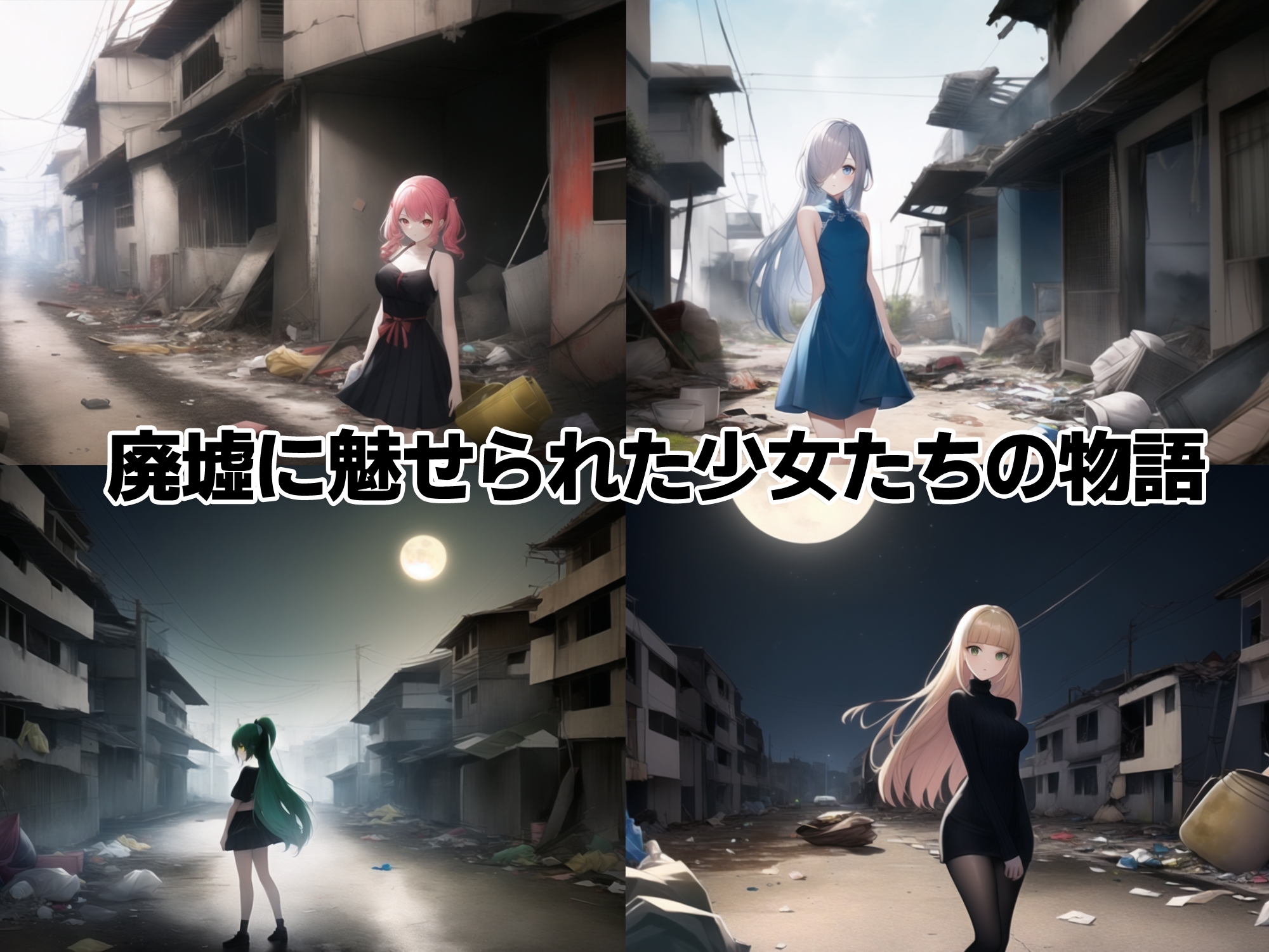 廃墟に汚される少女