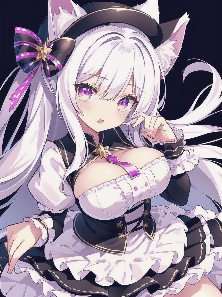 AIキャラ素材集1 猫耳がとてもキュートで美しい白髪の女の子