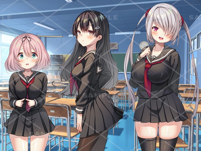 立ち絵素材_75(セーラー女子)3体セット_黒