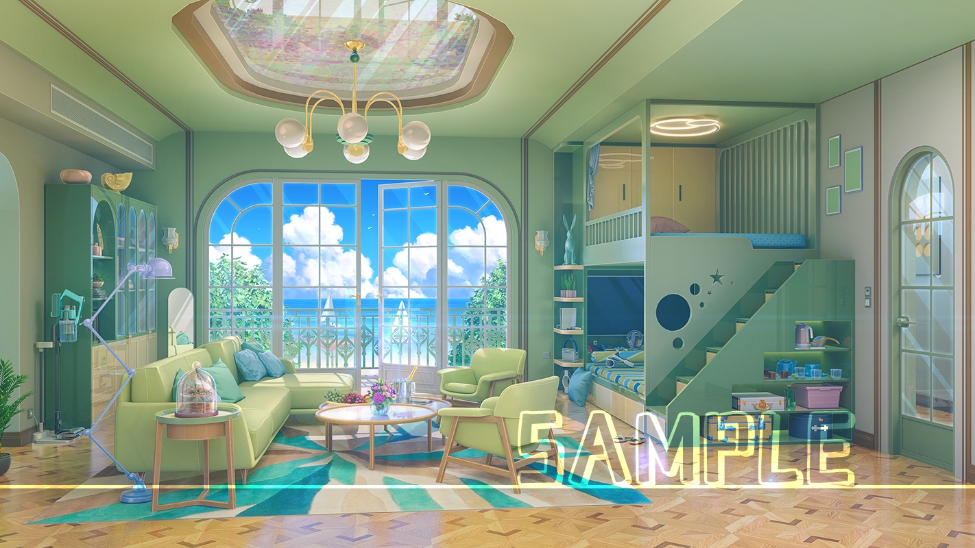 背景素材:新緑のオーシャンビュールーム