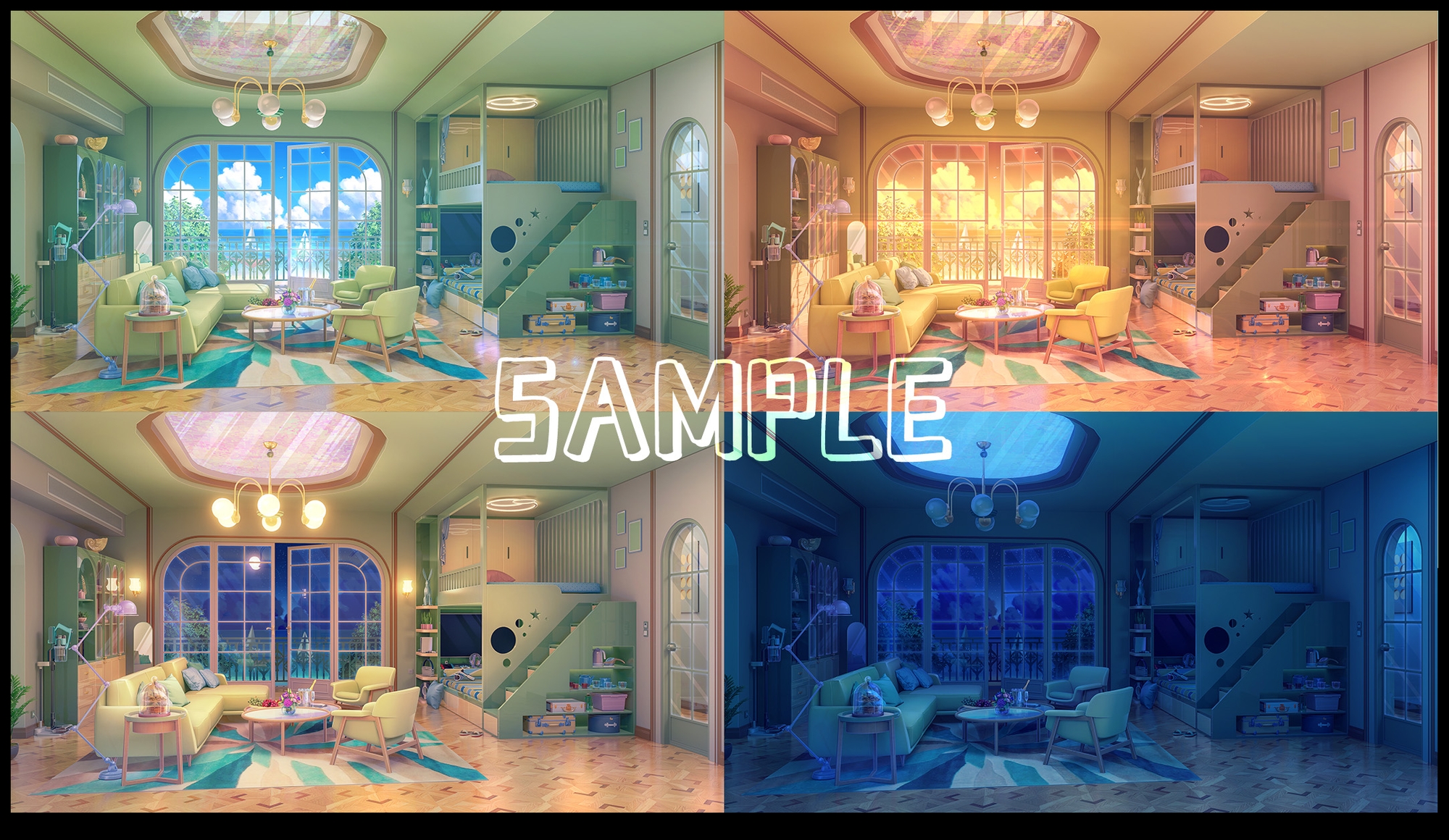 背景素材:新緑のオーシャンビュールーム