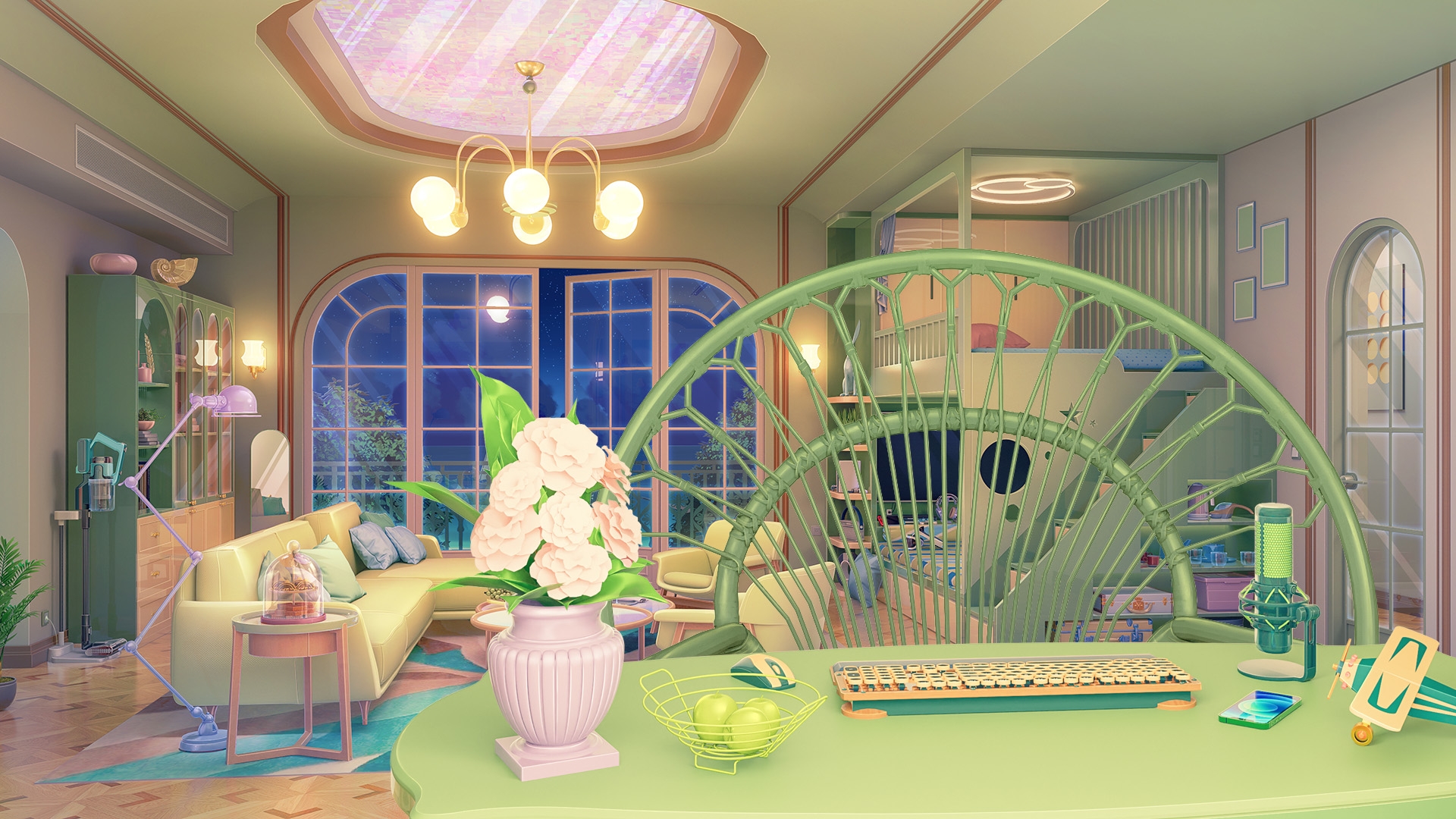 背景素材:新緑のオーシャンビュールーム