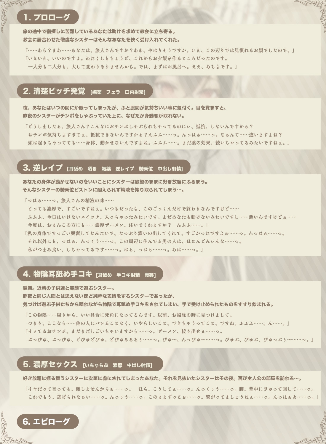 【清楚ビッチ/逆レイプ】手厚いおもてなしをしてくれた清廉なシスターが実は淫乱だと発覚した上に、媚薬で身体の自由を奪ってきた件【バイノーラル/ku100収録】