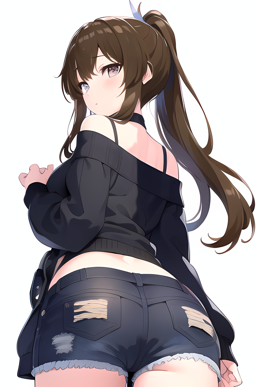 ポニテ・ホットパンツのお姉さん